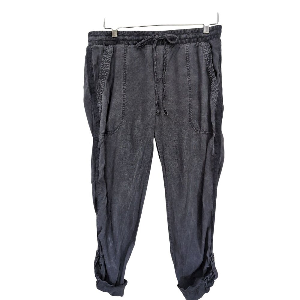 Cloth & Stone Roll Tab Pants Womens S Black Travel Beach Grunge Tencel